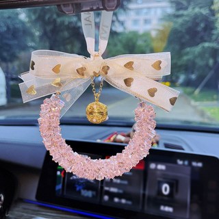 차량용 프리미엄 방향제 센트리스 하트리본 빤짝이 최신형 이쁜리본 룸미러걸이형 방향제 10ml, 1개, 핑크색 다우니프레쉬