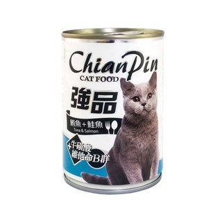 家有萌寵 Chian Pin 強品貓罐 經濟罐 400g，多種口味選擇，確保貓咪獲得均衡營養, 1個, 鮪魚+鮭魚