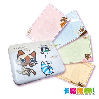 卡樂購 魔物獵人 艾路貓 可愛造型便簽本 鐵盒裝 便條紙 留言記事本, 1個, Multicolor, 16