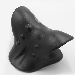 頸椎矯正按摩牽引枕 修補放鬆反弓C型按摩枕 家用按摩器材, 黑色, 1個