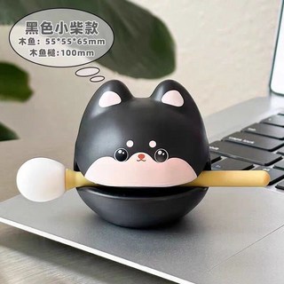 小動物木魚 可愛解壓小廢物 功德 敲木魚桌面擺件 辦公室解壓小物 舒壓兒童玩具, 1個, 黑柴木魚