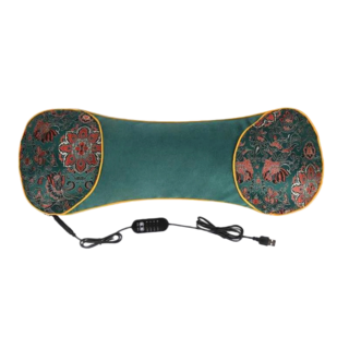 【台灣現貨】艾草枕 骨頭枕 艾草加熱枕 頸椎按摩護頸枕 熱敷理療枕 加熱頸椎枕, 1件, 電加熱-陞級款瑪瑙綠【送艾草發熱貼】, 綠色