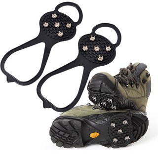 Cieca 可伸縮都市型登山運動鞋皮鞋防滑冰爪 左右腳一套, 黑色（左右）各1套