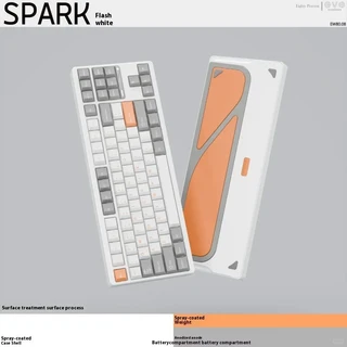 EvoWorks EVO80 기계식 키보드 QMK/VIA 핫 스왑 알루미늄 합금 무선 블루투스 트라이 모드 맞춤형 게임용, 07 Spark, 02 Milk Switch