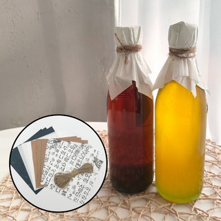 참기름병 포장 한지(15X15cm) 들기름 기름병 전통 선물 한글 답례품 포장지 마끈포함, 50장, 화이트