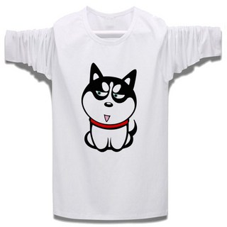 艾咪e舖 MIT情侶裝 純棉短袖T恤 Q版哈士奇狗狗 台灣製班服 團體服, 水藍色/M