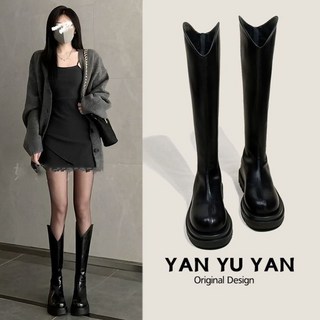 Doly長筒靴女騎士靴2025新款彈力厚底高筒小個子過膝長靴