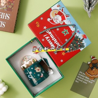 生日禮物送女生閨蜜可愛陶瓷馬剋盃聖誕禮盒裝, 1個, 紅色【容量 420 毫陞】,【盃+景觀蓋】