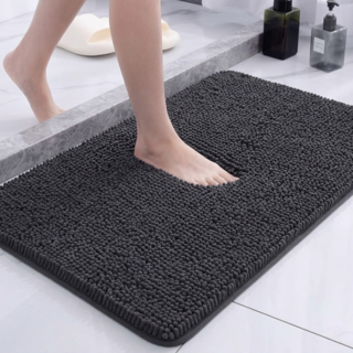 미국 아마존 베스트셀러 프리미엄 빨아쓰는 논슬립 극세사 발매트, 다크그레이