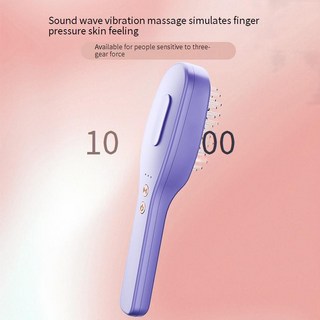 전동 두피 도포기 마사지 빗 블루 레드 LED 광케어 미세 전류(EMS) 스칼프 앰플/토닉 흡수 보조 무선 충전, 퍼플