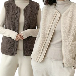 포씨 여성 겨울 조끼 뽀글이 베스트 지퍼 2종 세트