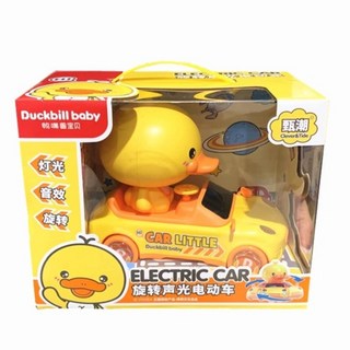黃鴨聲光電動轉轉玩具車 旋轉鴨嘴獸汽車 燈光音效萬向玩具車, 1個, （手提開窗彩盒微凹）商品完整、已折扣