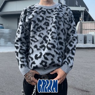 CREAM LAB 精選衣款 25AW滿版豹紋針織毛衣 灰色 美式街頭 嘻哈 寬鬆