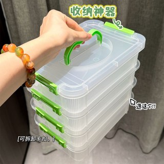 可疊加透明置物箱 透明手提收納箱 手把收納盒 玩具收納箱 清倉低價, 1個, 可疊加積木盒【超值透明實用】,TIE紙【不涵盒子】