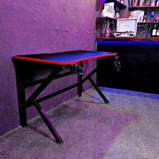 엑소티카 게이밍책상 철제 1인용 데스크 서재 거실 K형 컴퓨터 책상, 블랙