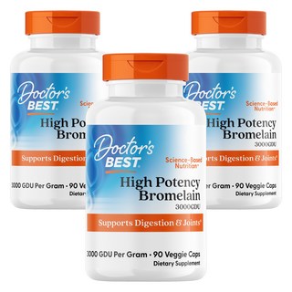 닥터스베스트 하이 포텐시 브로멜라인 3000GDU 500mg 베지 캡, 90정, 3개