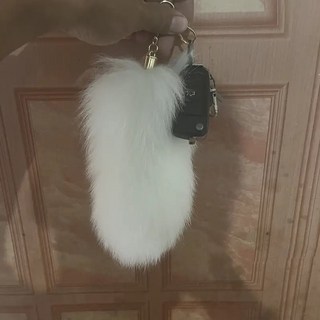臺灣出貨-可開發票超大真狐貍尾巴掛件包掛件鑰匙扣掛飾飾品演出道具毛絨皮毛扣掛件 WJPH