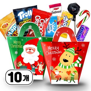 달달마켓 산타 가방 구디백 (+스티커증정) 크리스마스 간식 꾸러미 답례품 단체 선물 세트, 10개, 단품
