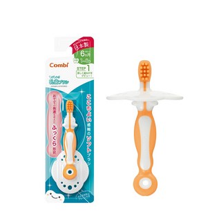 康貝 Combi 嬰兒刷牙訓練器 日本製牙刷 嬰兒刷牙訓練器組 第一階段 第四階段 (多款可選), 1個, teteo第一階段刷牙訓練器