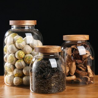 玻璃密封罐 家用 茶葉 收納儲存罐 大容量 陳皮專用 儲物罐子 可疊放, 儲物罐【按壓式蓋子】13*20_13*20, 1個