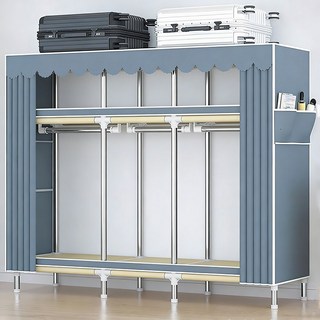 [시스슈 ] 간이옷장 합금 조립식옷장 비키니 옷장 튼튼한 옷장 대용량, 회색