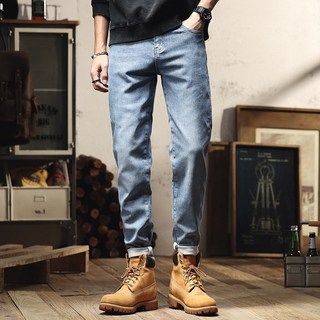 【復古彈力】大碼哈倫褲 牛仔褲 男褲 休閒褲 工裝褲 寬鬆小腳褲 磨白做舊水洗 加大碼彈力 秋季新款 潮男穿搭