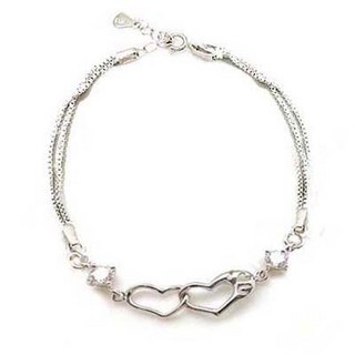 雙心相繫純銀手鍊 簡約時尚 展現女性柔美氣質 送禮自用皆宜
