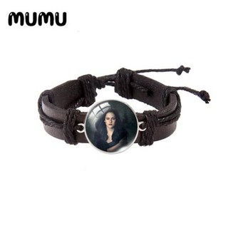 Twilight신제품 영화 가죽 팔찌 에드워드 벨라 라운드 유리 돔 팔찌 수제 보석 선물 남성 여성 2021