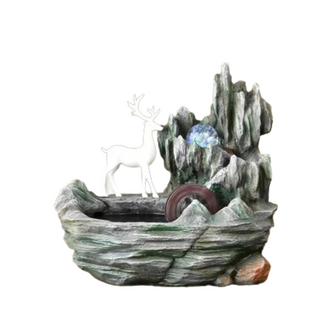 招財水流盆 開運滾球組 風水擺件 開店入厝送禮 流水盆 風水擺飾, 【大型擺件】風水擺件 福鹿運轉(特大號)