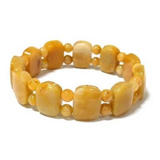 黃玉圓角手排與圓珠彈性手環