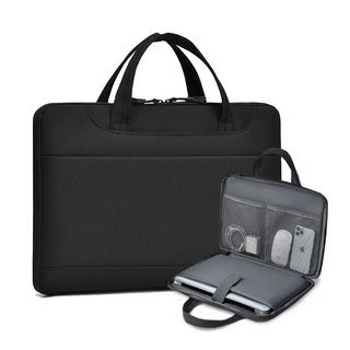 리보마 180도개방 심플 생활방수 멀티포켓 대용량 노트북 가방, 블랙