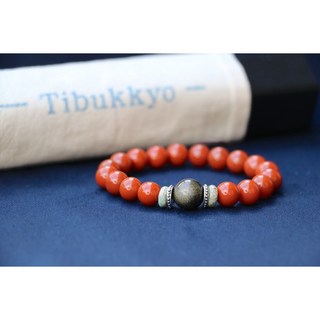 Tibukkyo德榕藏品 四川涼山料 南紅瑪瑙 南紅玉髓 10mm圓珠 滿色滿肉 精品柿子紅 金黑曜 以克計價 珠寶設計, 1個