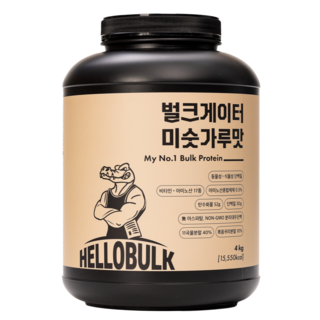 헬로벌크 벌크게이터 미숫가루맛 단백질 쉐이크 식사대용 프로틴 벌크업 게이너, 4kg, 1개