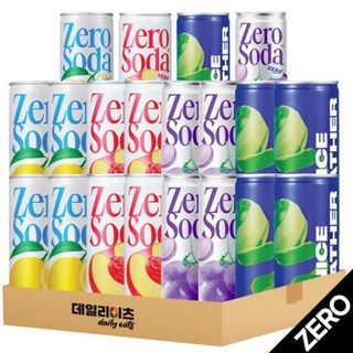 [데일리이츠] 클룹 제로소다 탄산음료 4종류 5캔씩 총 20캔 믹스세트 (복숭아5 레몬5 청사과5 포도5), 1세트, 250ml