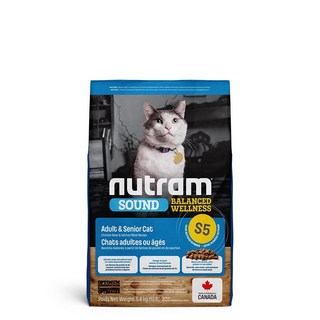 Nutram 紐頓 SOUND S5 雞肉鮭魚成貓熟齡貓飼料 2kg 均衡健康配方 易消化 無玉米大豆小麥, 1個, S5雞肉+鮭魚成貓&熟齡貓2kg