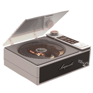 Leapwell 復古CD播放器 支援藍牙/FM/USB/光纖模式 HIFI高音質 無線連接 便攜設計, 灰色, 復古唱片機 CD播放器
