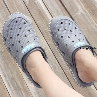 洞洞鞋男 包頭涼拖鞋外穿夏季韓版潮流防滑平厚底休閑沙灘透氣學生洞洞鞋男