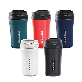 304不銹鋼咖啡隨行杯 彈跳吸管設計 保溫保冷 400ml, 黑色, 1個