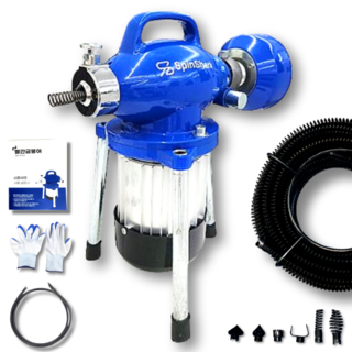 빨간금붕어 스핀샤크 하수구 뚫는 기계 하수도 막힘 배관 스프링 청소기, 프리미엄 블루