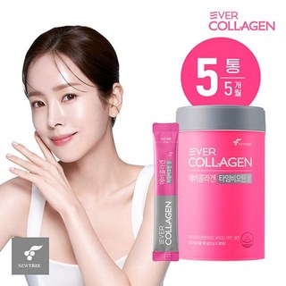 에버콜라겐 타임 비오틴 셀 저분자콜라겐 펩타이드 수용성비타민 30포 5통 5개월분, 90g, 5개