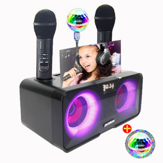 위드제이앤엠 가정용 휴대용 캠핑용 노래방 기계 세트 블루투스 마이크 스피커 듀엣 노래방 반주기, 노래방 기계 + 사운드 미러볼