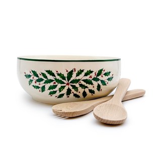 Antique 레녹스 홀리데이 샐러드볼과 서버 세트 도자기볼 연말 홈파티 크리스마스 테이블세팅, 1개