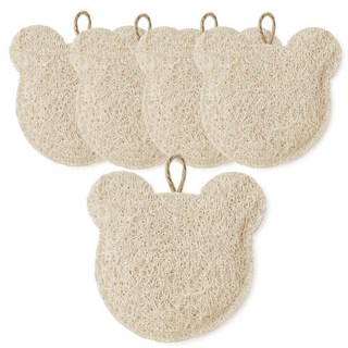 리빙메이드 천연수세미 루파 3겹 곰돌이 제로웨이스트 12*12, 1개, 5개입