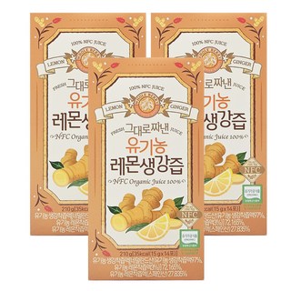 홀베리 그대로 짜낸 유기농 레몬 생강즙 14p, 210g, 3개
