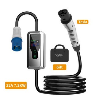 전기차 충전기 가정용 완속 충전 케이블 휴대용 EV WUFEN 단상 7KW CEE 220V Type2GBTType1Tesla 플러그 전기 자동차 고속, 4)Tesla 7.2KW
