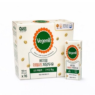 정식품/베지밀에이스190ml(16팩)X4박스/64팩/저당두유, 190ml, 64개