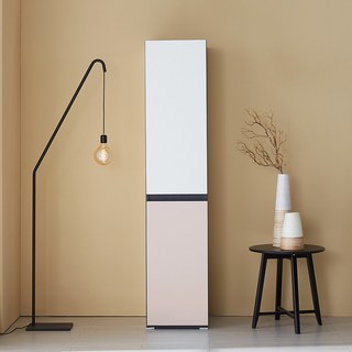 미자크 리버스 틈새수납장 1860 / 오브제 주방수납장 다용도 부엌 수납장 속깊은 키큰 장 냉장고 세탁기 옆 250 300 350 400, 250 (광파), 크림화이트+로지핑크