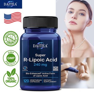 Daitea Super R-Lipoic Acid는 항산화 건강을 지원하여 세포 에너지 대사 및 필수 피부 건강을 유지하는 데 도움을 줍니다., 120캡슐, 1개, 120정