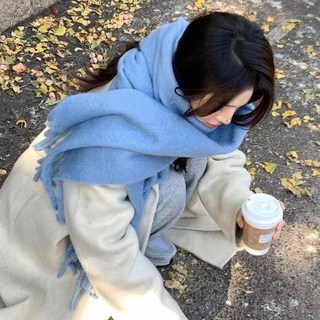 RoseAria 남녀 공용 단색 플러피 롱 니트 머플러