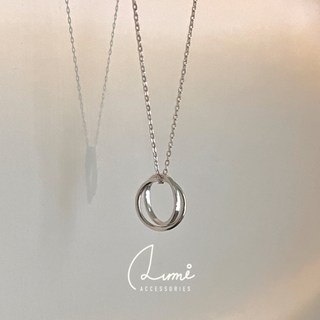 ALUMI 相依S925純銀雙環墜飾項鍊 - 短項鍊/純銀項鍊